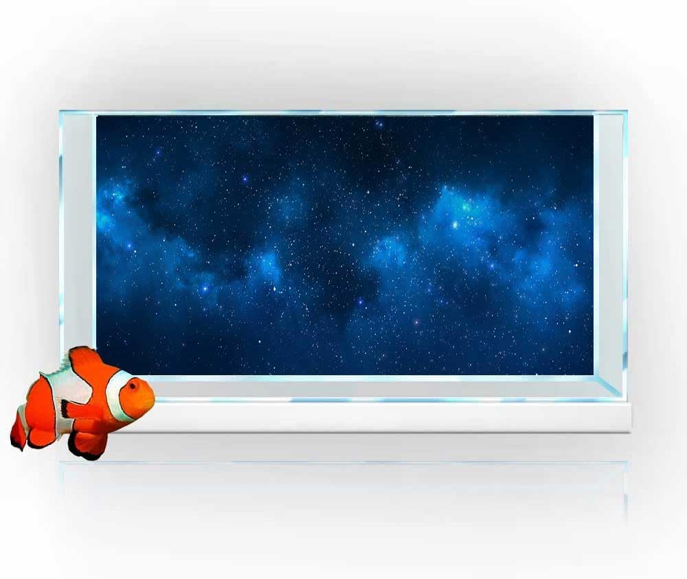 36X24IN Starry Aquarium Background, Art Starry Fish Tank Decorations Background, with 8 EVA Double-Sided Tape