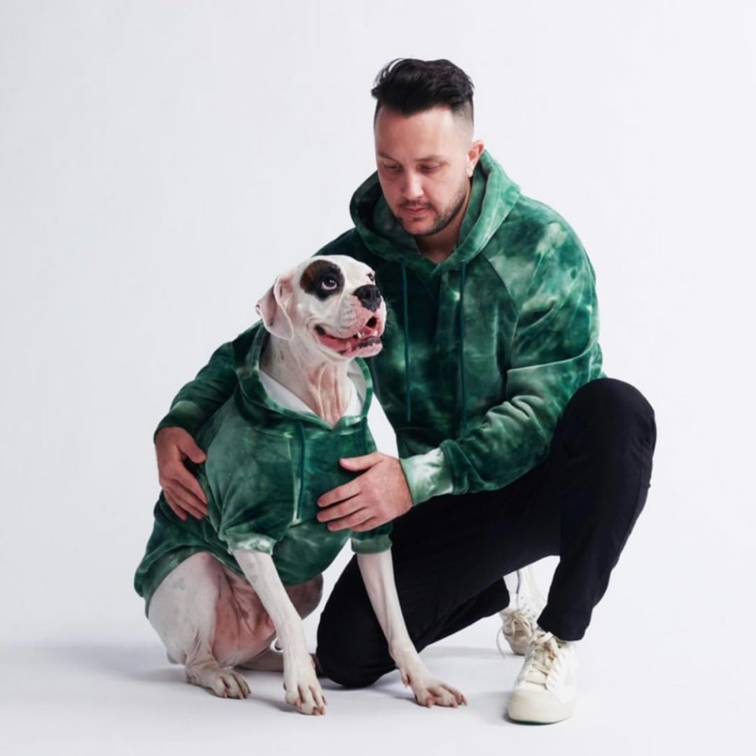 Spark Paws Dog Hoodie – Premium Dog Sweater for Small, Medium, and Large Dogs | Warm Outfits for French Bulldogs, Pitbull, Puppy, Winter Jacket Alternative -Green Skydye, S