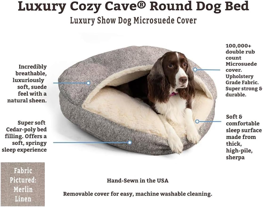 Snoozer Luxury Microsuede Cozy Cave Pet Bed, Show Dog Collection, Large, Merlin Camel