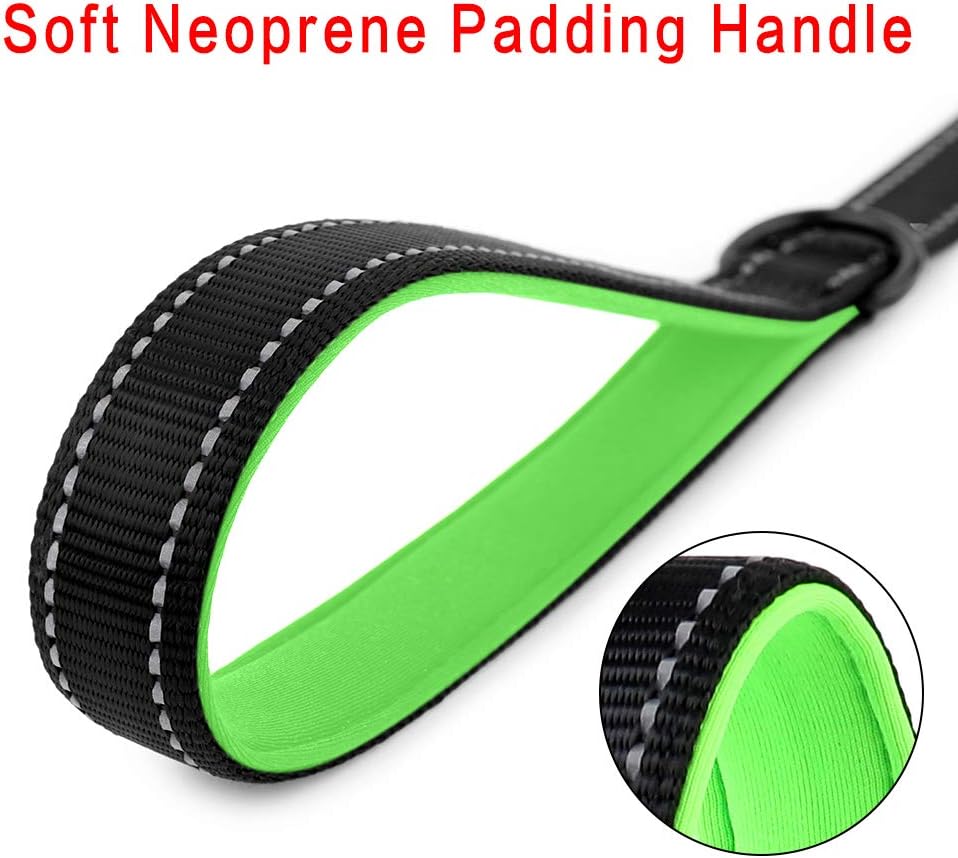 PLUTUS PET Short Training Dog Leash with Padded Handle for Medium Large Big Dogs,18 Inch Heavy Duty Strong Traffic Leash with Carabiner Clip for Climbing Walking or Guiding Blind(18”,Black