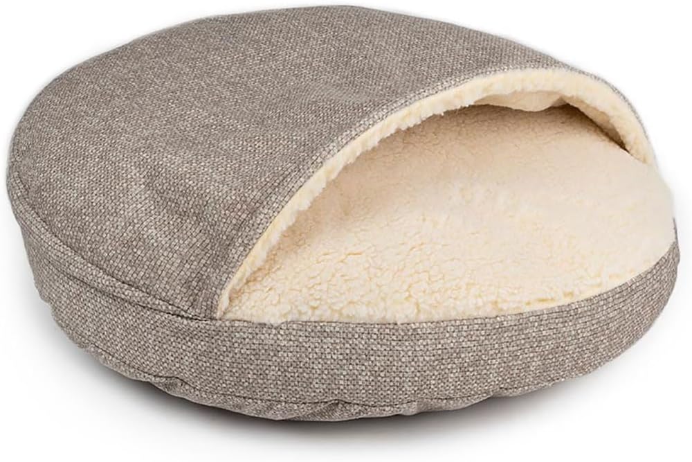 Snoozer Luxury Cozy Cave Dog Bed - Indoor Dog Bed with Cover Cave, Covered Calming Burrow for Small & Medium Sized Pets with Blanket Attached, Enclosed, Washable - Large, Merlin Linen