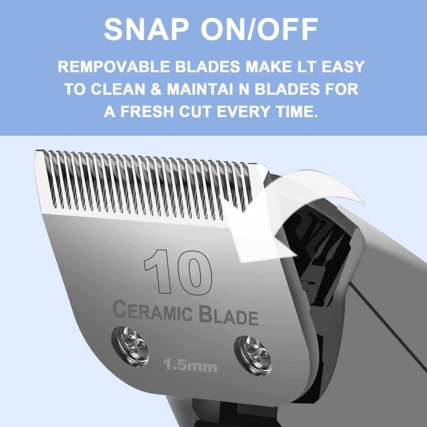 10 Blade Dog Grooming Clipper Blades Compatible with Andis Dog Clippers,Detachable Stainless Steel Blade,Size 10, 1/16-Inch Cut Length