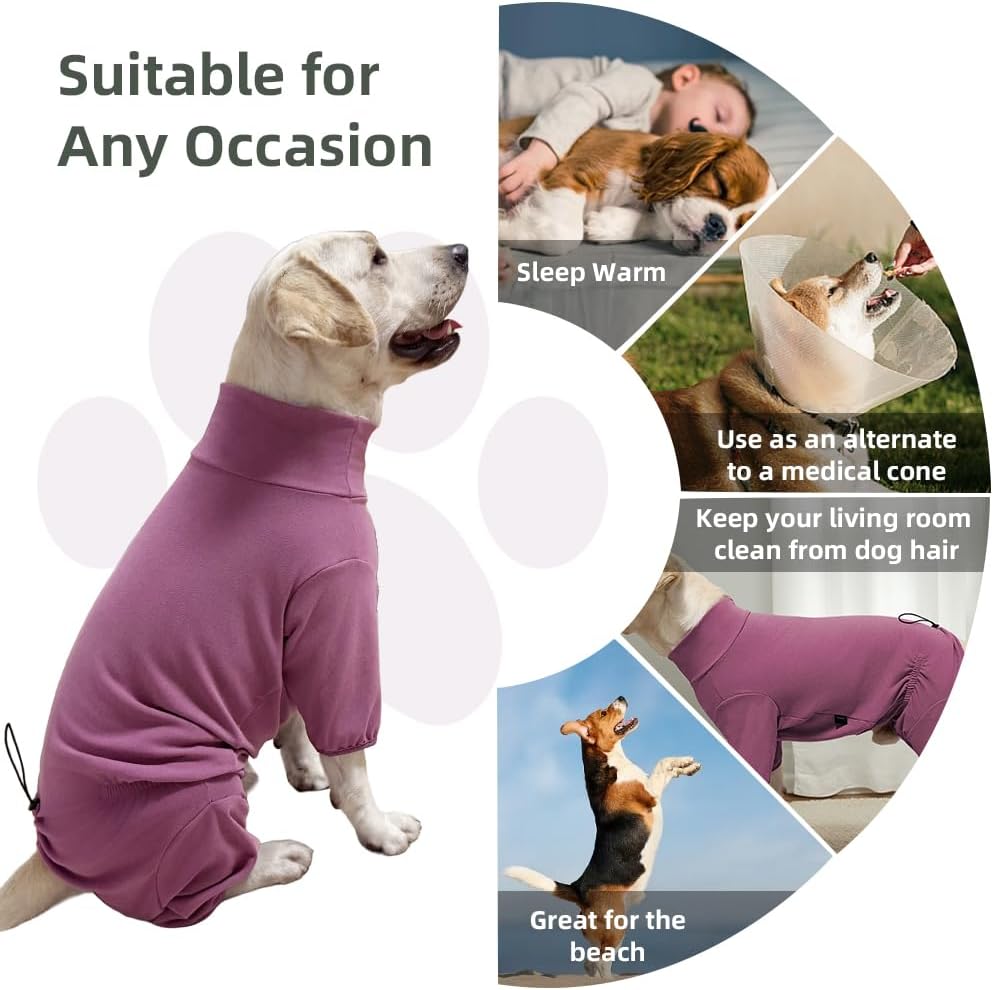 Dog Pyjamas PJS Sweater Clothes and Home Clothing Suitable for Small to Medium Breeds of Dogs, Dog Neutering Suits, Extra-Large Stretch Fabric, Four-Legged Clothes(Thickened Red, L)