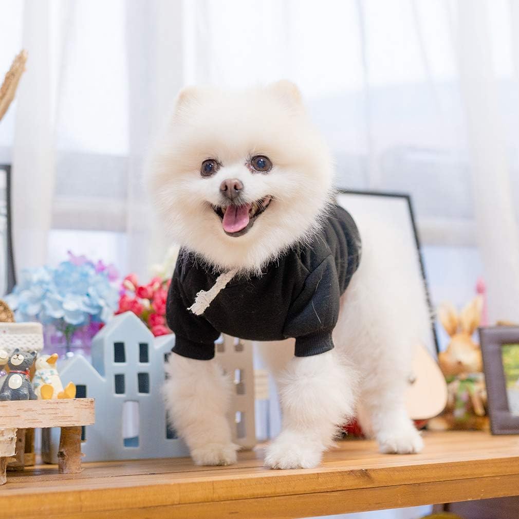 KOOLTAIL Basic Dog Hoodie - Soft and Warm Dog Hoodie Sweater with Leash Hole and Pocket, Dog Winter Coat, Cold Weather Clothes Sweatshirt for Small Medium Large Dogs Puppy Cat Boys Girls Black S