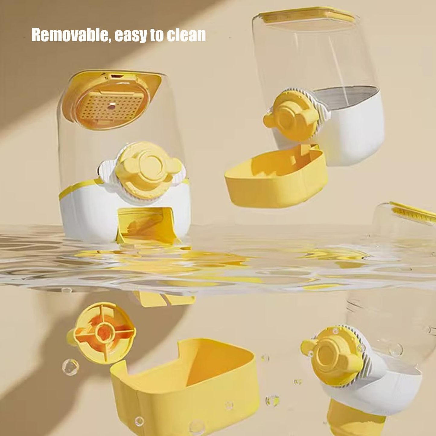 Pet Hanging Automatic Feeders Drinking Bowls,Gravity Rabbit Feeder and Water Set,Cage Cat Food Bowl Feeding Station for Puppy Kitten Chinchilla Hedgehog Guinea Pig Ferret (Yellow-Food)