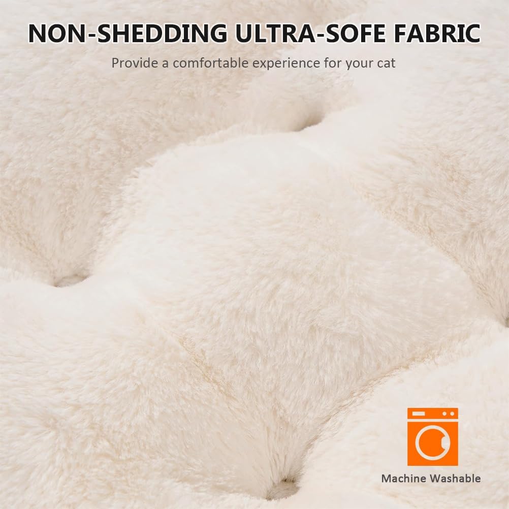 Lcybem Cat Beds for Indoor Cats - Rabbit-Shaped Cat Cave Bed with Hanging Toy,Super Soft Calming cat Tent for Kitten&Puppy,Small Dog,Warm Plush&Machine Washable&Removable Cotton Pad (Pink L)