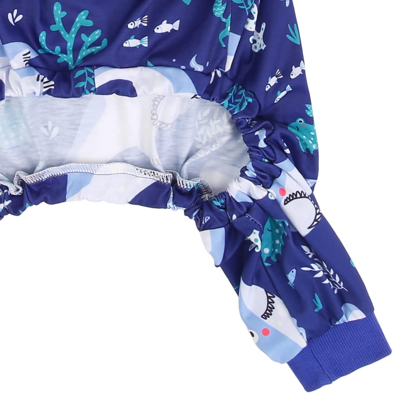 HDE Dog Pajamas One Piece Jammies Jumpsuit Pet Clothes Outfit Stretchy Lightweight Comfy Shirt Pjs for M-3XL Dogs Sharks - 3XL