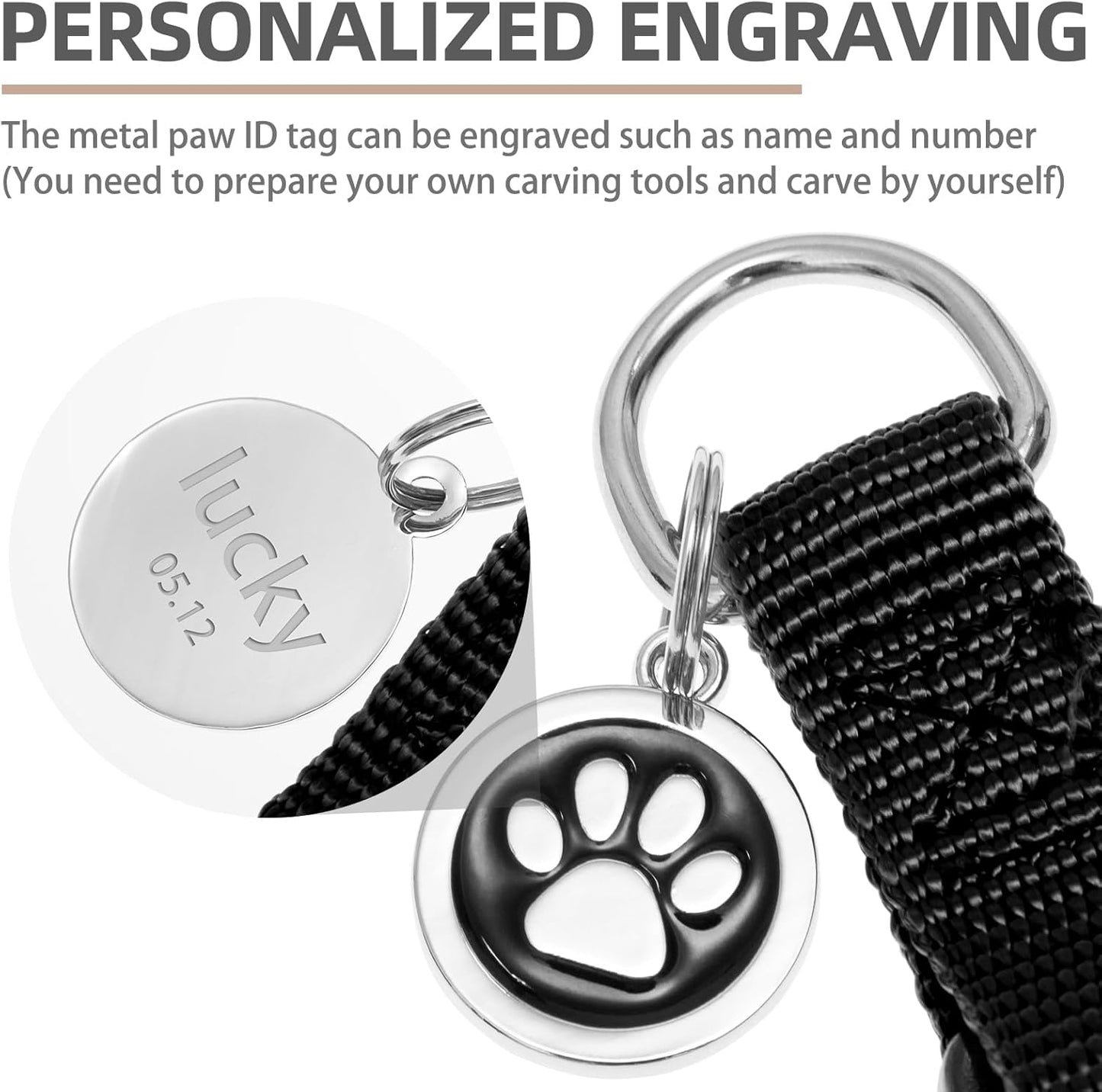 PUPTECK No Pull Dog Harness Soft Adjustable Basic Nylon Step in Puppy Vest Outdoor Walking with ID Tag and A-ir Tag Case, Black, S