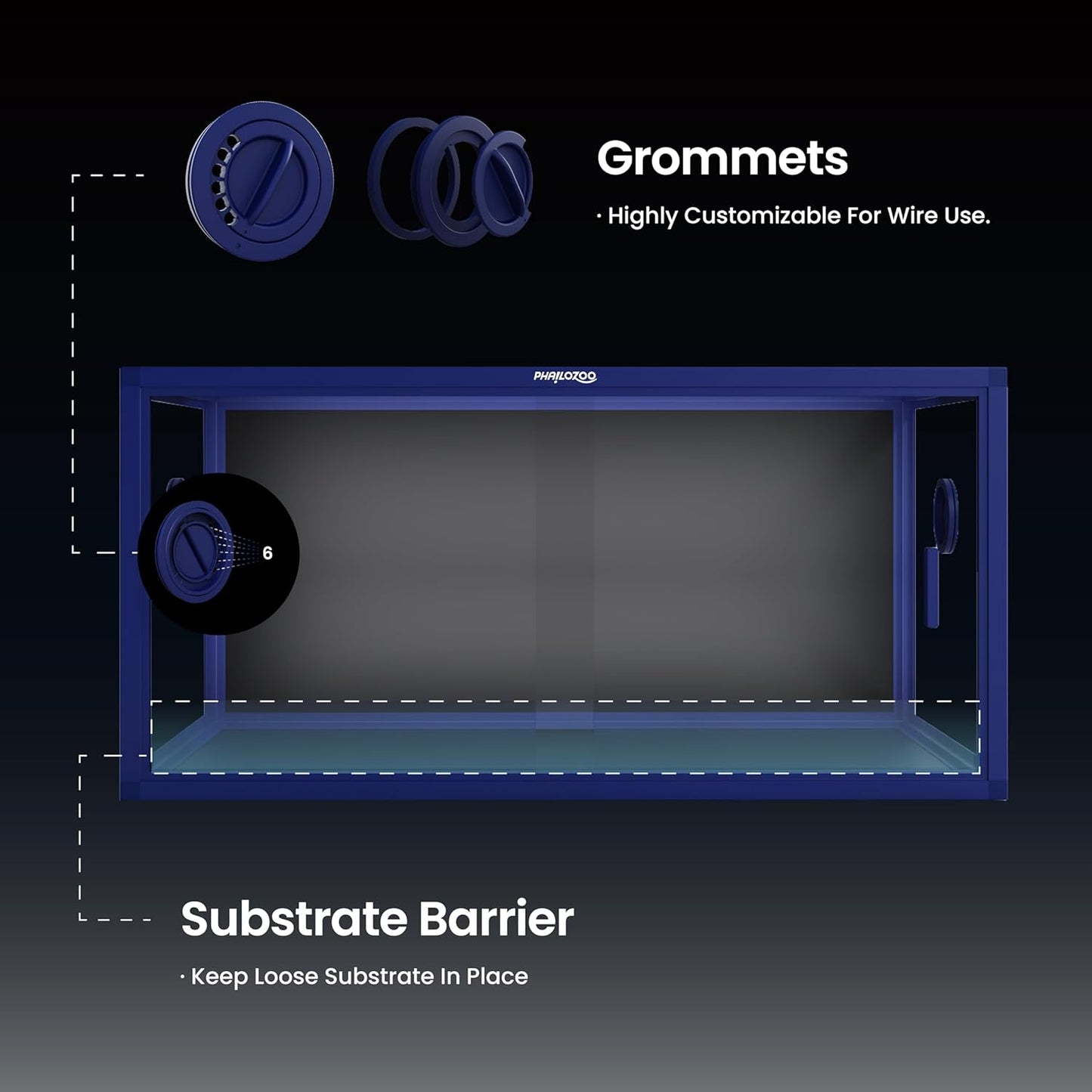 50 Gallon Bearded Dragon Tank, Reptile Enclosure for Easy Maintenance, Front Opening Reptile Tank with Top Screen Ventilation & Glass Sliding Door 36''x18''x18''