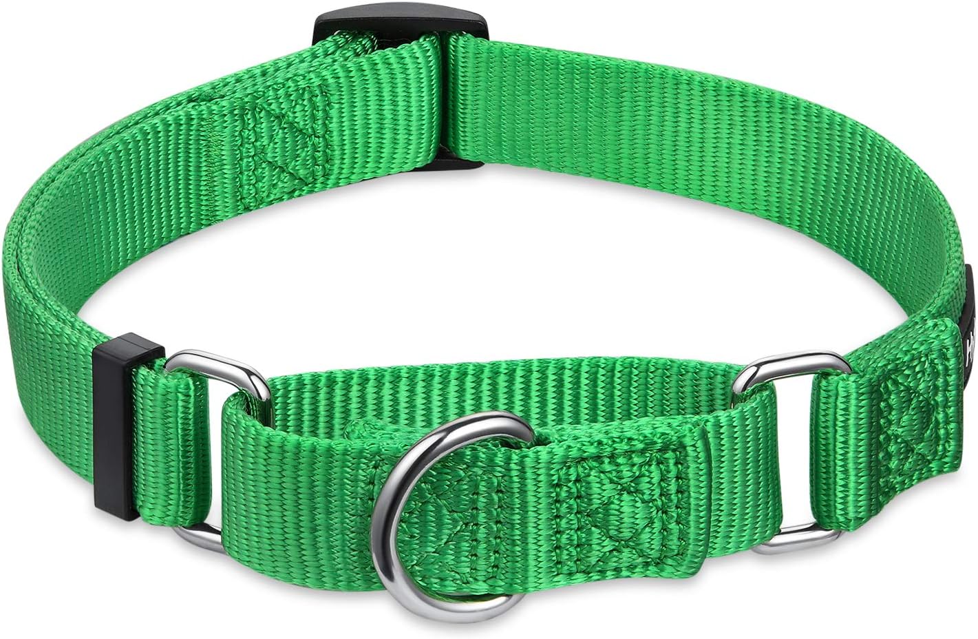 Hyhug Solid Color Nylon Martingale Collar, Heavy Duty Escape-Proof Pup Dog Collar. (Small, Lime Green)