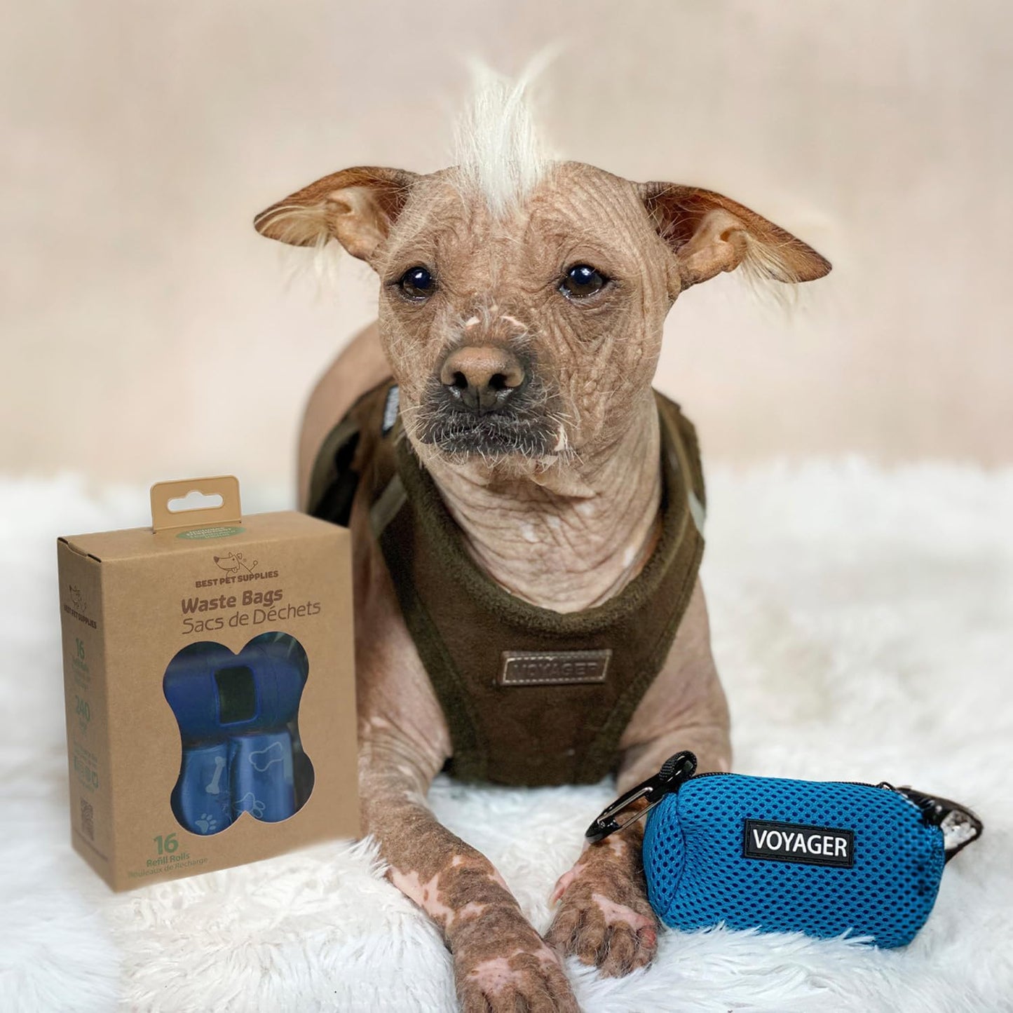 Best Pet Supplies Dog Poop Bags (240 Bags) for Waste Refuse Cleanup, Doggy Roll Replacements for Outdoor Puppy Walking and Travel, Leak Proof and Tear Resistant, Thick Plastic - Royal Blue