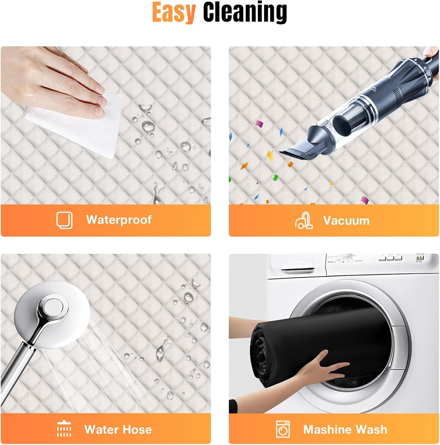 Dog Car Seat Cover for Back Seat, Dog Car Bed Cover with Strong Hard Bottom, Car Back Seat Extender Hammock for Car SUV Truck 4 Panels Beige Color