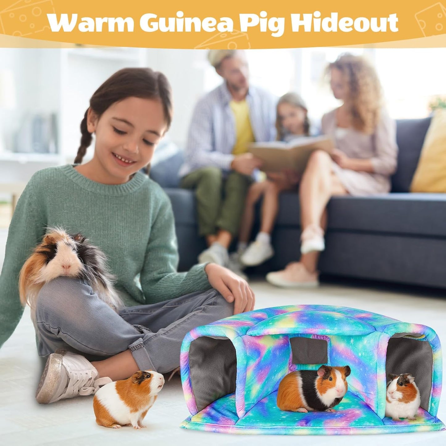 Unicorn Catcher Guinea Pig Hideout Large Guinea Pig Bed Cozy Guinea Pig House Warm Guinea Pig Tunnel Washable Guinea Pig Accessories for Small Pet Hamster/Chinchilla/Bunny