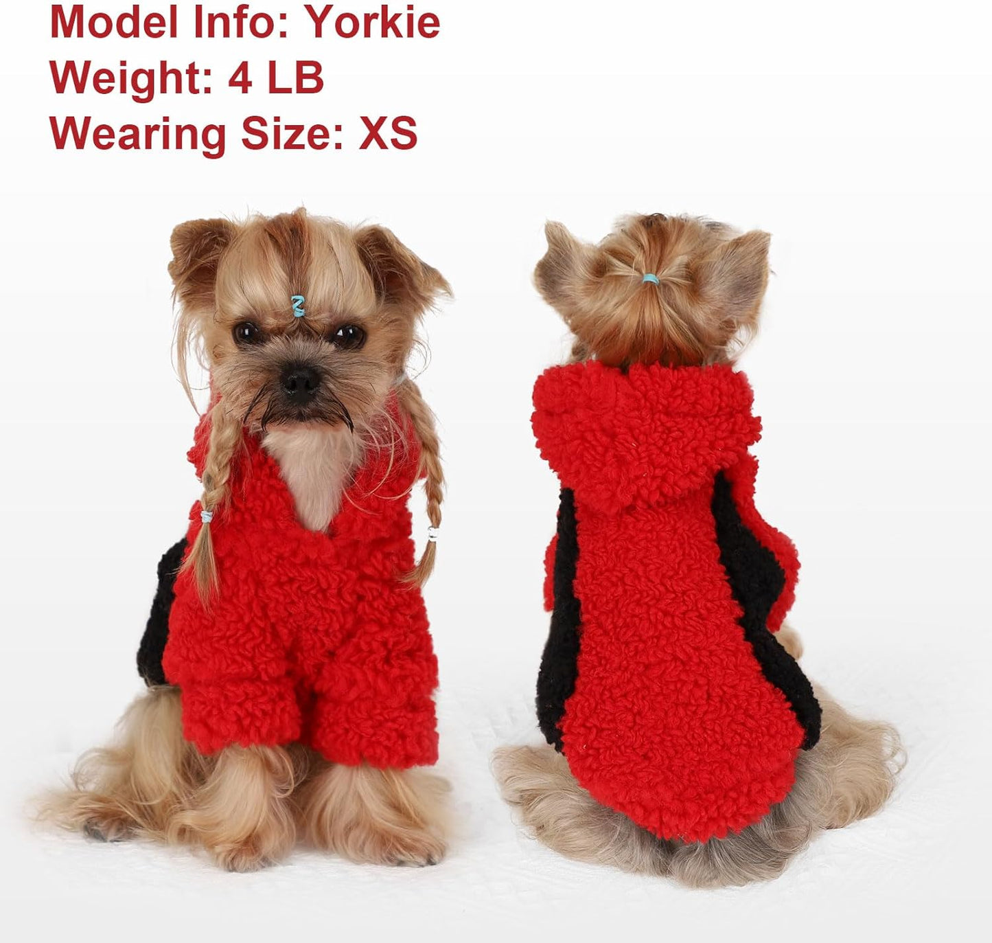YIKEYO Dog Hoodie Pet Clothes Sweater with Hat Soft and Warm Cold Weather for Small Patchwork Hood(Red, XS)