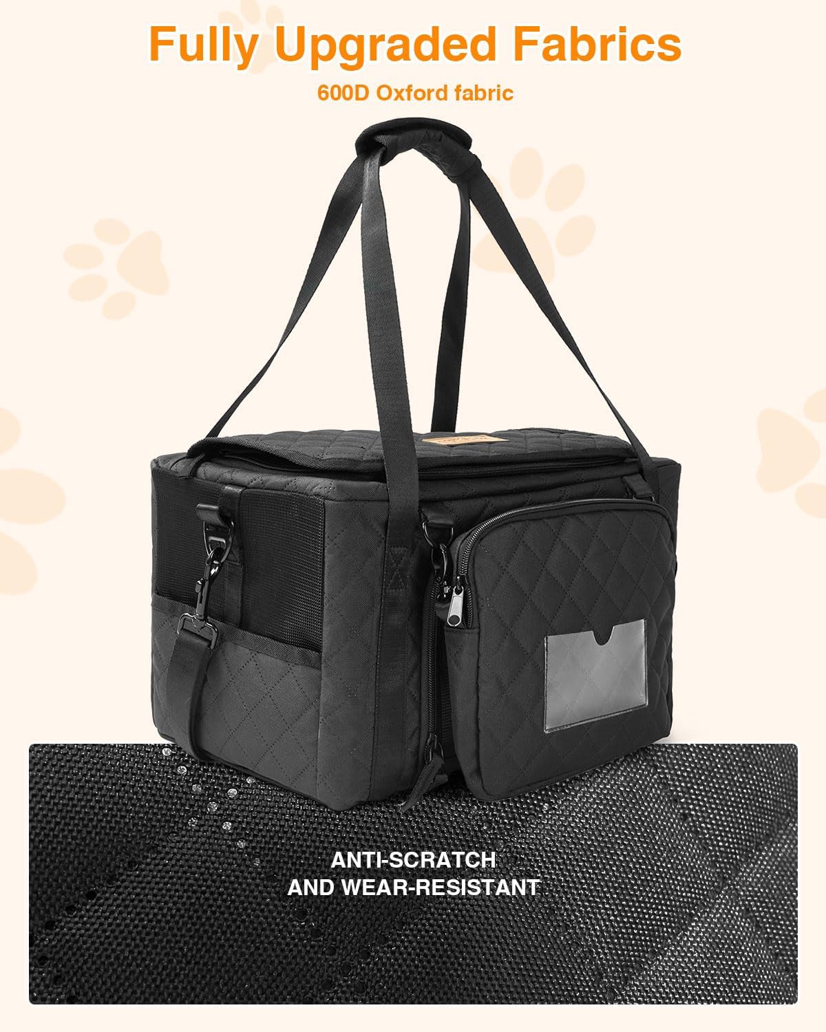 PETUX Small Cat Carrier - Pet Carrier Airline Approved for Kitten Under 10 lb - Escape-Proof, Foldable & Portable Cat Carriers for Travel, Vet Visits with Removable Bag, Safety Buckle & Leash - Black