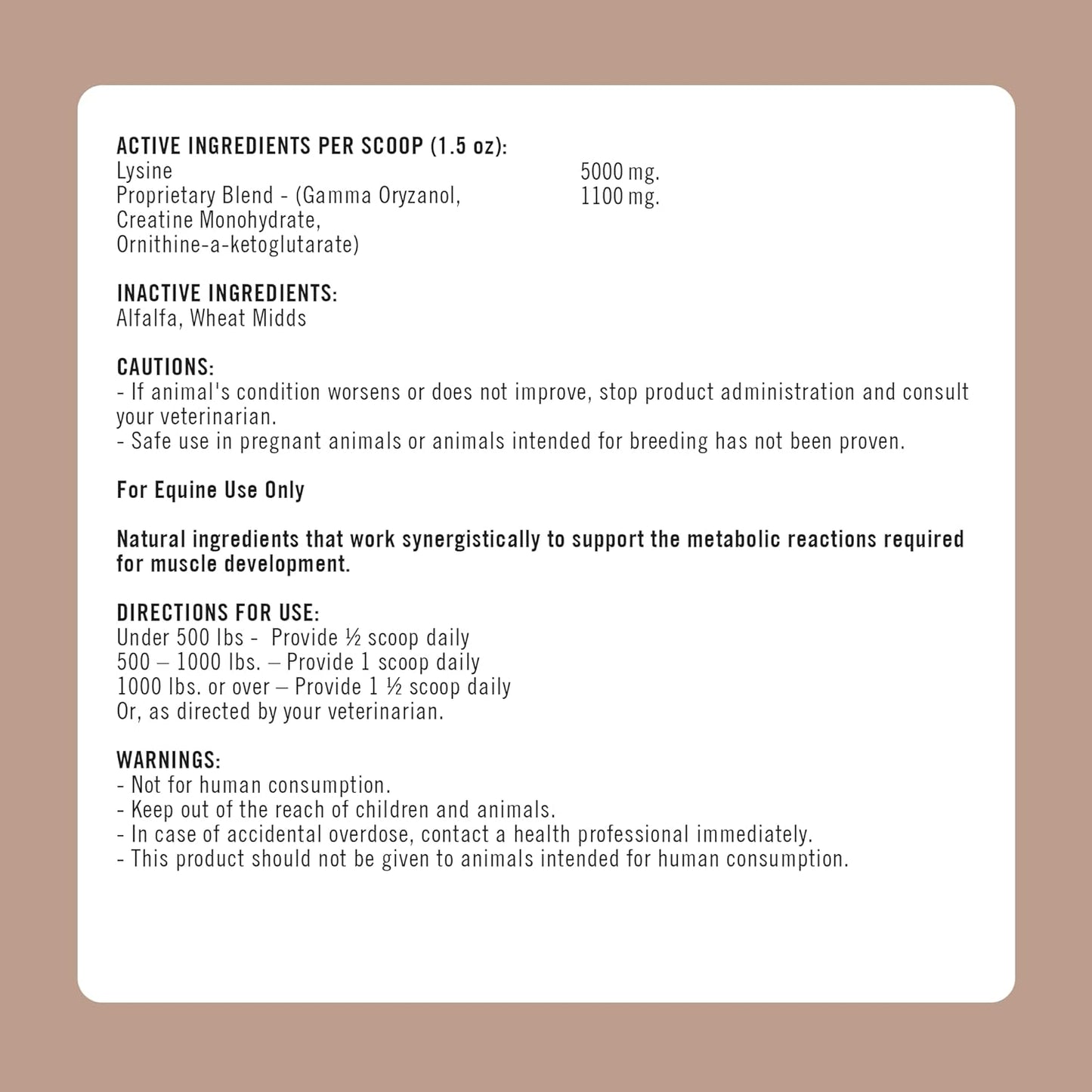 Formula 707 MuscleMx Equine Supplement, 25lb Refill Bag – Conditioning Support and Muscle Builder for Horses with Lysine, Gamma Oryzanol, Creatine & OKG