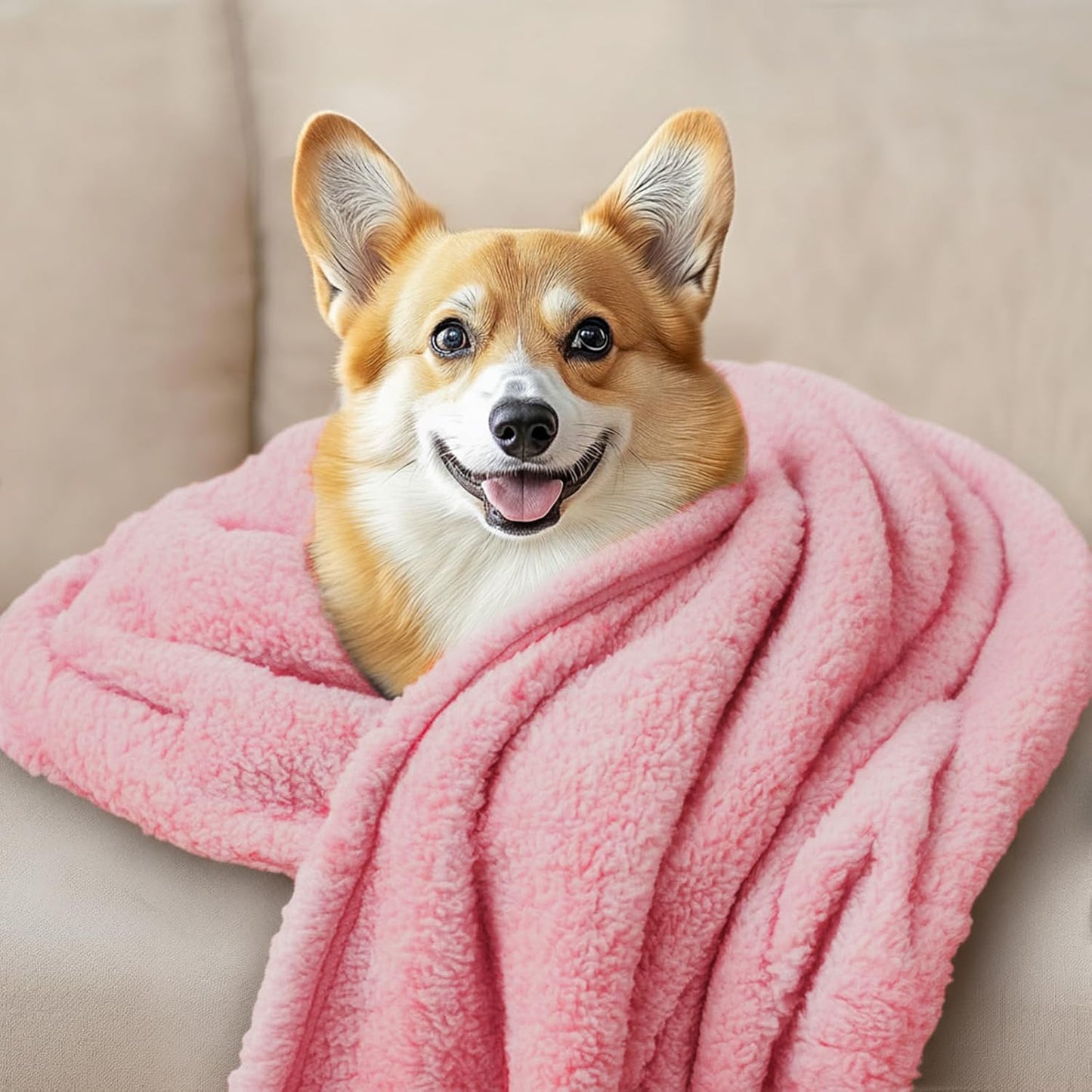 Luciphia 1 Pack 3 Calming Dog Blanket Fluffy Premium Fleece Pet Blankets Soft Sherpa Throw for Dogs Puppy Cat Pink Large (41" x31")