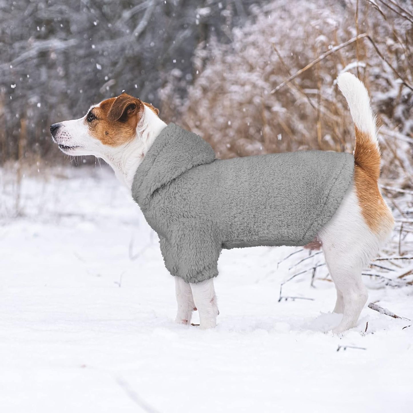 Fuzzy Dog Sweaters for Medium Dogs Dog Hoodie Sweater Clothes Warm Soft Cozy Pet Coats Hooded Sweatshirt Medium Pet Hoodie(Grey-M)