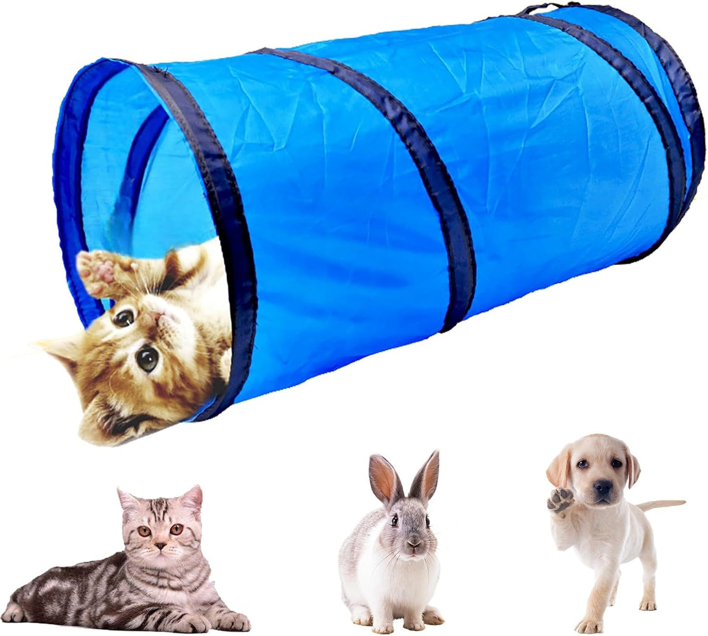 iCAGY Cat Tunnel for Indoor Cats Interactive, Rabbit Tunnel Toys, Pet Toys Play Tunnels for Cats Kittens Rabbits Puppies Crinkle Collapsible Pop Up Royal Blue 20"