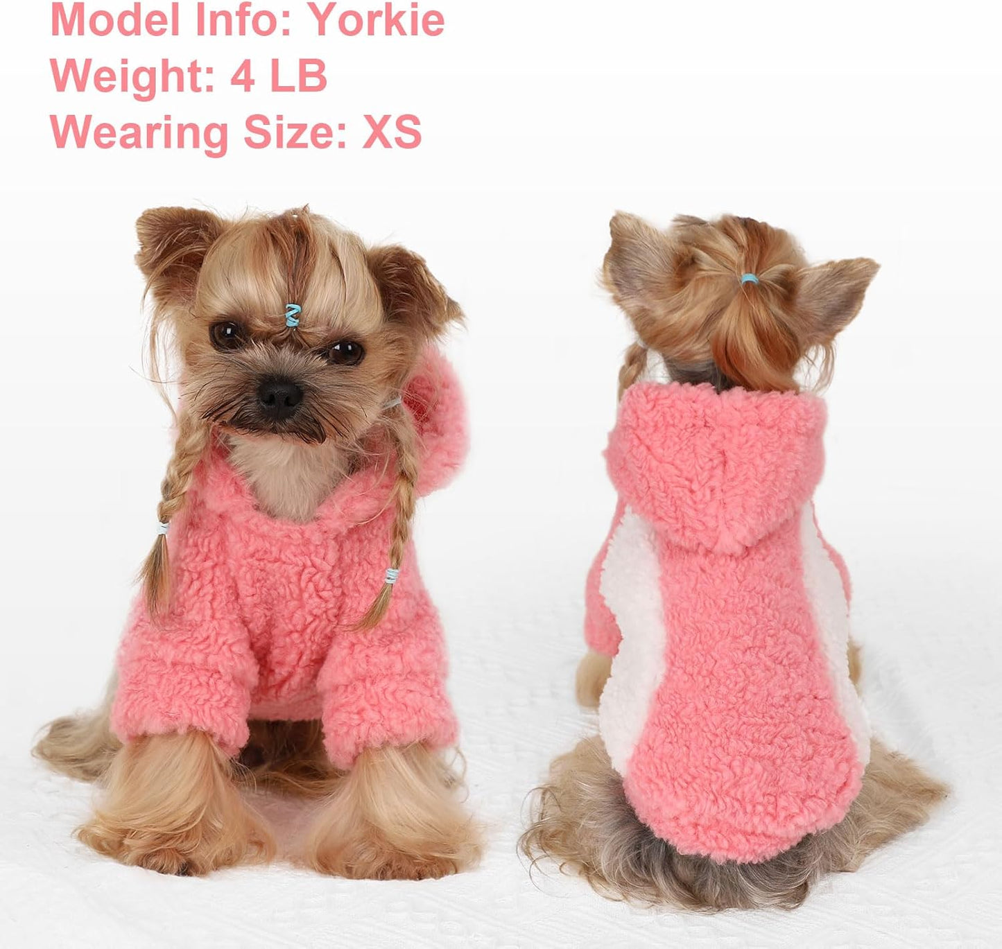 YIKEYO Dog Hoodie Pet Clothes Sweater with Hat Soft and Warm Cold Weather for Small Patchwork Hood(Pink, Small)