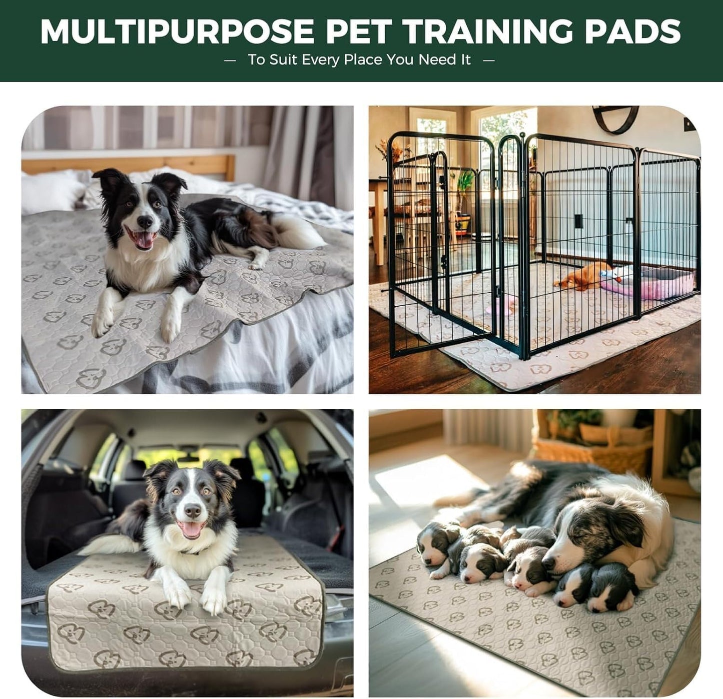 FXW Washable Pee Pads for Dogs, Puppy Pads with Super Absorbent, Specifically Designed for FXW Rollick/Homeplus 24inch 6 Panels Dog Playpen, 63" × 39" Rectangle, Khaki, 2 Packs