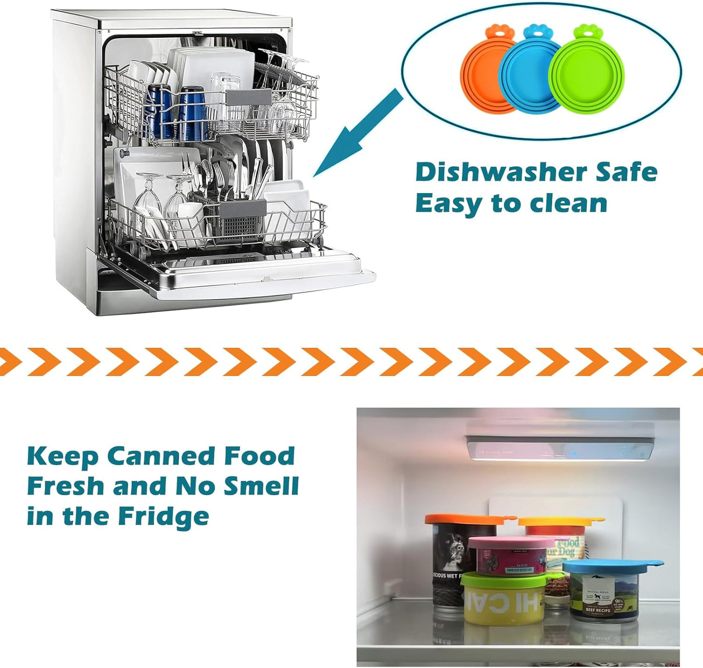 PetBonus 5 Pack Silicone Pet Can Cover Lids, Universal Size for Dog Cat Food, 1 fit 3 Standard Size Can Tops, BPA Free Dishwasher Safe (Blue, Green, Orange, Pink, Yellow)