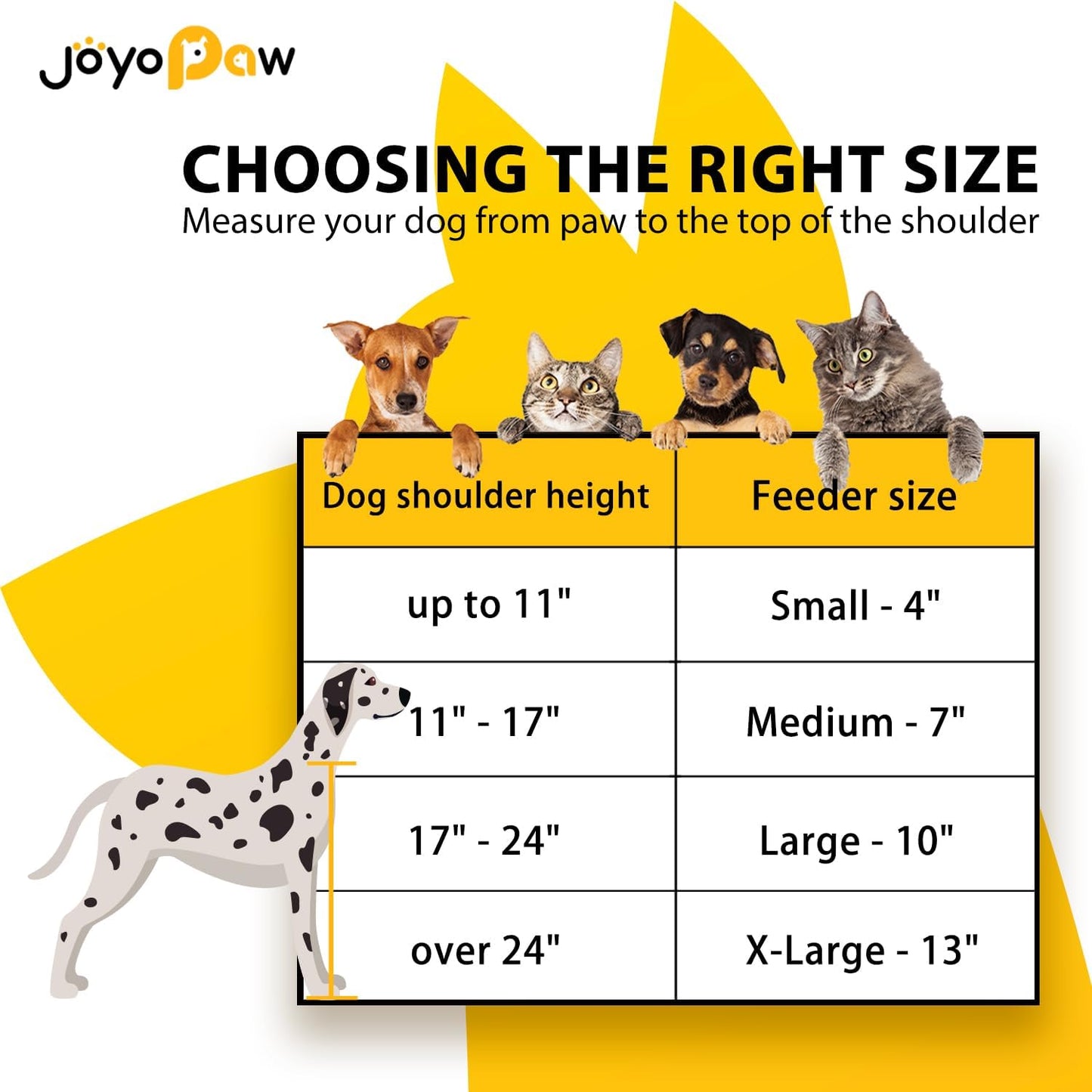 Elevated Dog Bowls, Bamboo Raised Dog Bowl for Small Dogs & Cats, with 2 Stainless Steel Bowls (4'' Tall-20oz Bowl, Black)