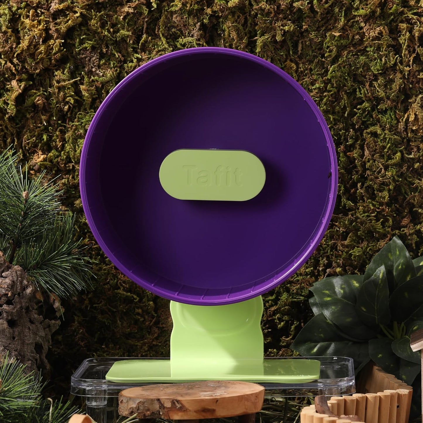 Silent Hamster Wheel 8.7 Inch Dual-Bearings Small Animals Quiet Running Exercise Wheels, Height Adjustable for Dwarf Hamsters, Gerbils, Mice, Hedgehog, or Other Small Pets, Grape Purple