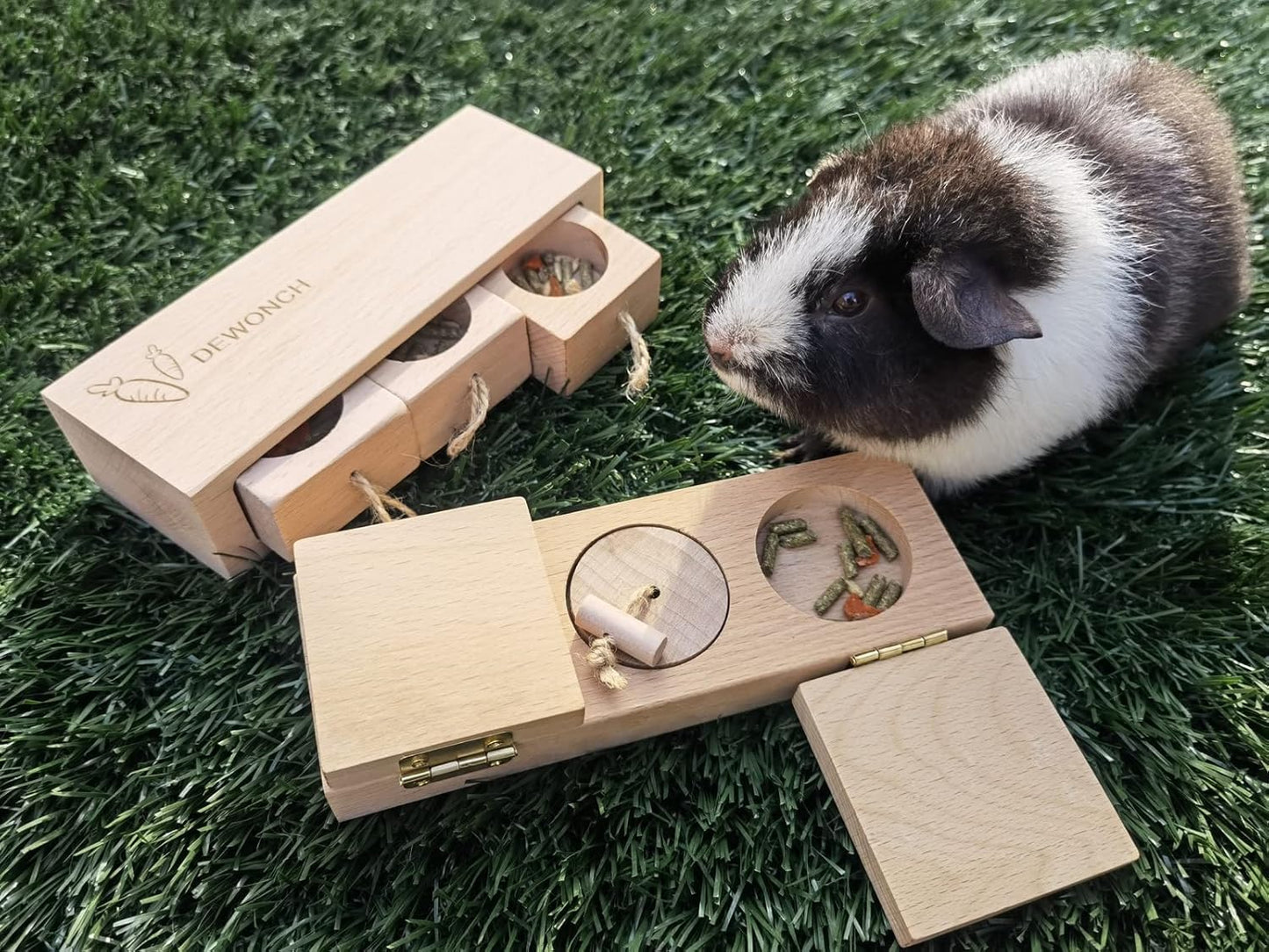 Dewonch Small Animals Hide Treats Foraging Puzzle Toys, Pet Interactive Snuffle Logic Game for Mental Enrichment,for Guinea Pigs,Rabbits,Chinchillas