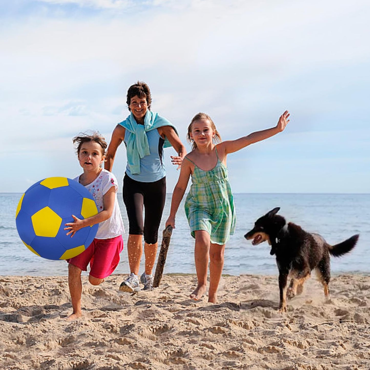 Herding Ball for Dogs & Horses - 20" Large Blue & Yellow Ball with Hand Pump
