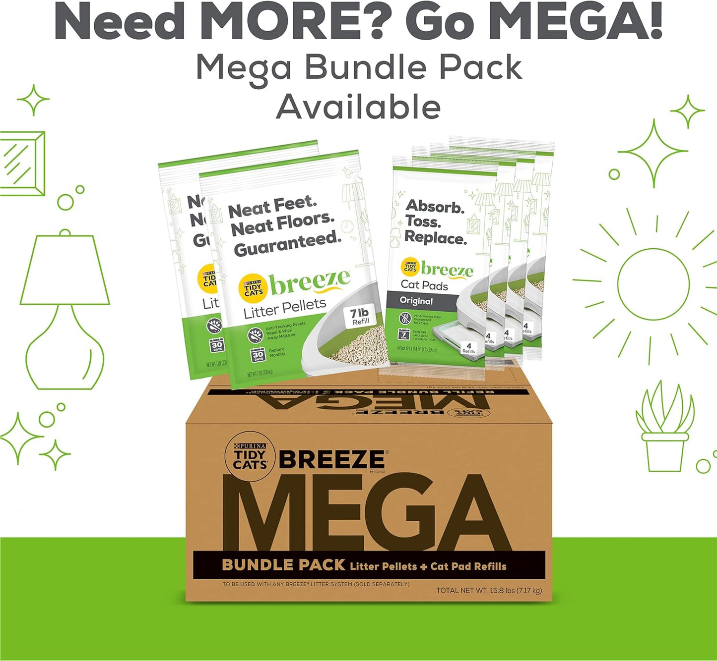 Purina Tidy Cats Non Clumping Litter System, Breeze XL All-in-One Odor Control & Easy Clean Multi Cat Box - 18 lb. Box