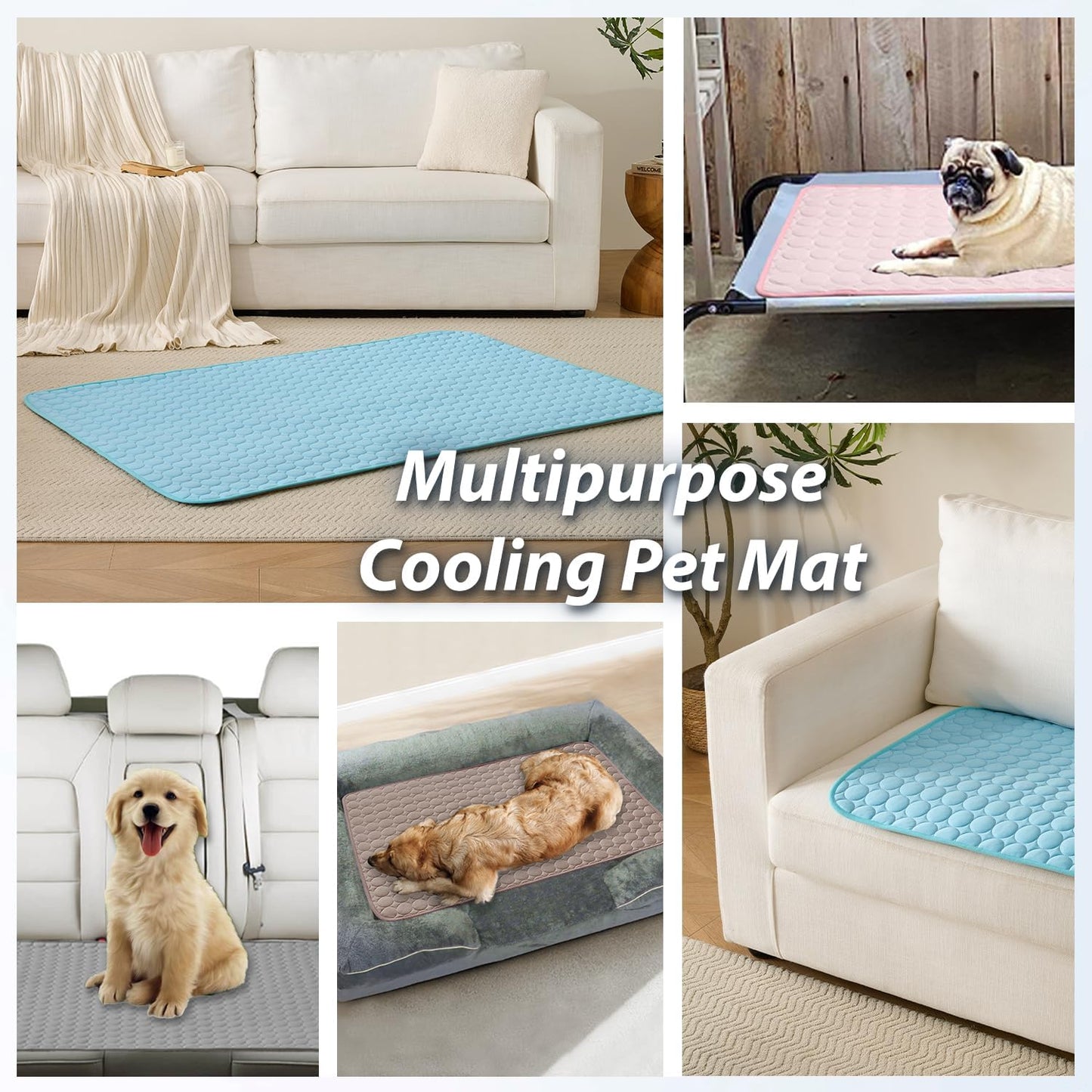 MICROCOSMOS Summer Cooling Mat & Sleeping Pad- Water Absorption Top, Materials Safe, Easy Carry, EZ Clean. Keep Cooling for Pets, Kids and Adults.(Blue, 28" x 22")