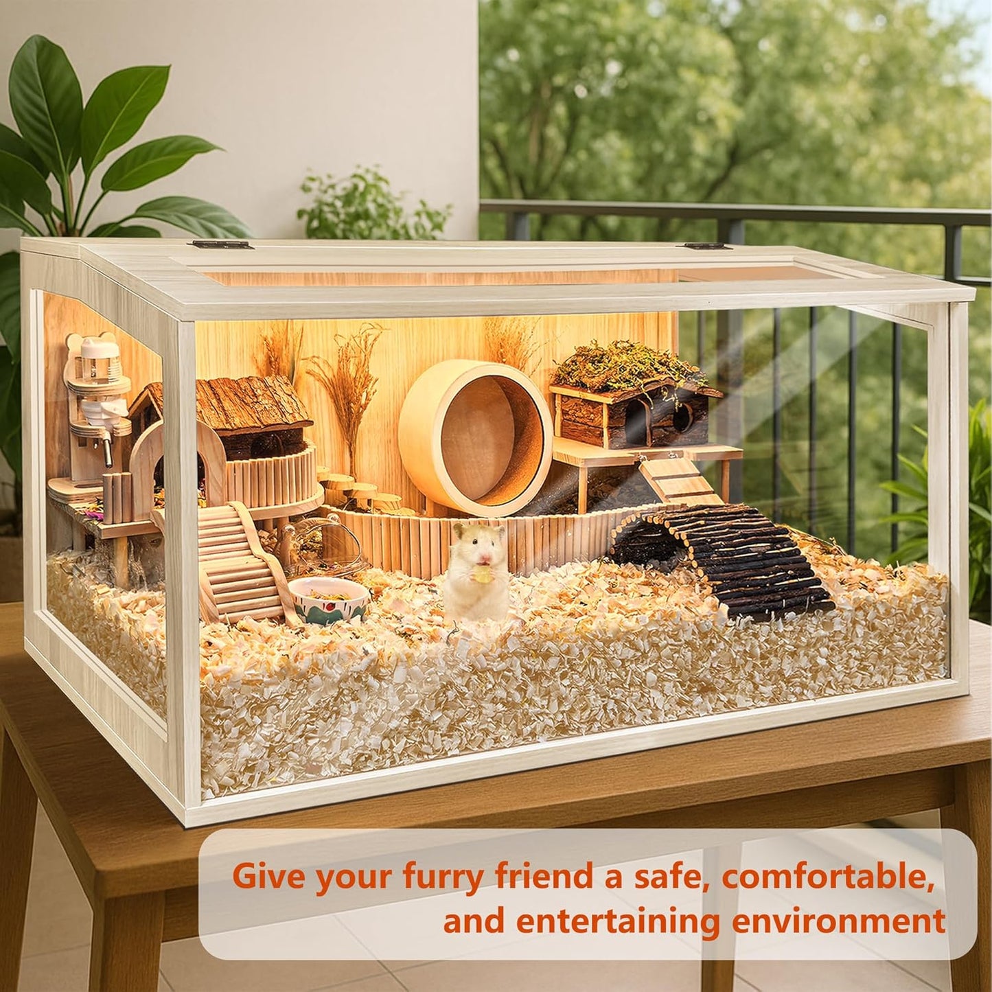 Hamster Cage Chewproof, Large Hamster Cages and Habitats, Openable Top with Acrylic Sheets, Solid Built