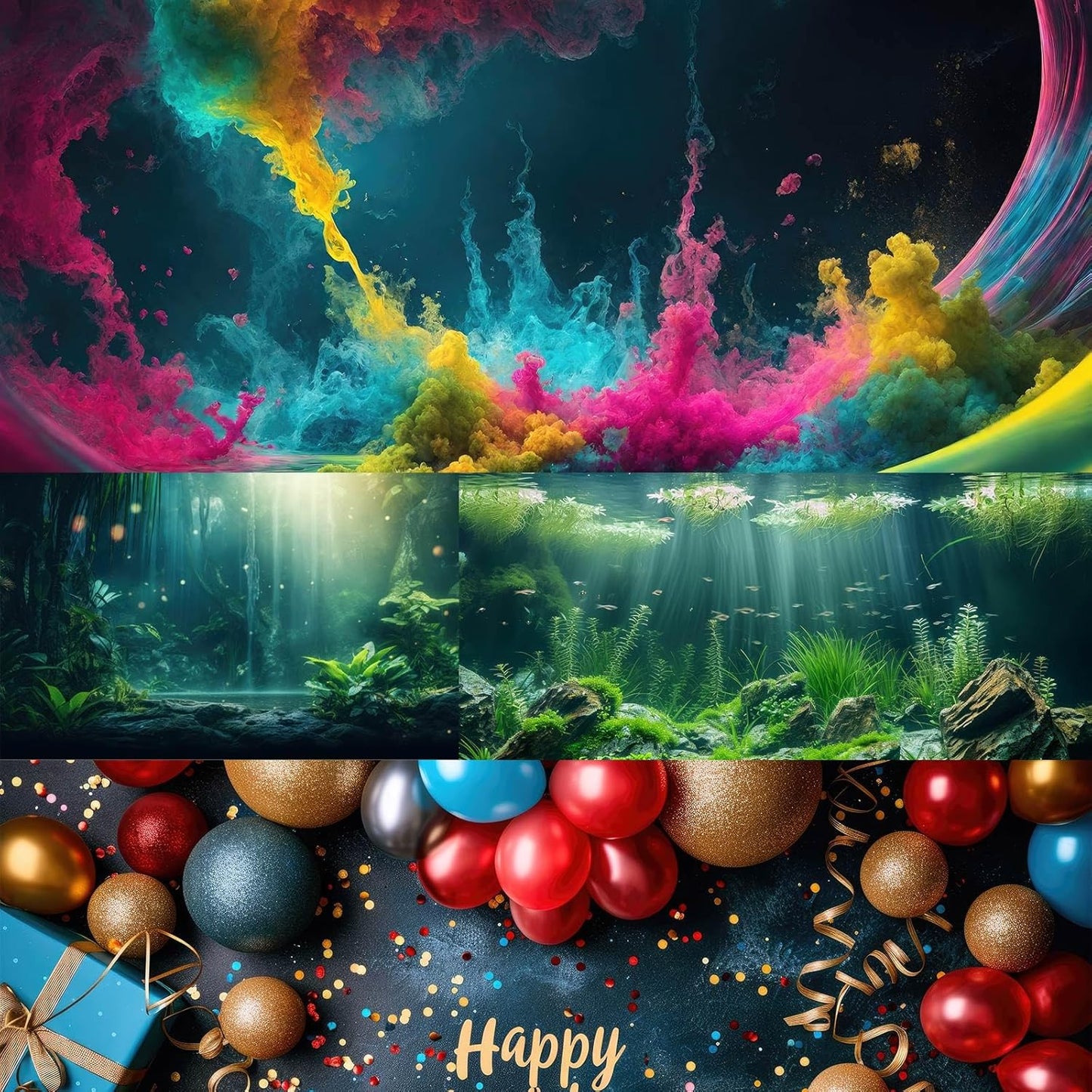 Fantasy Mushrooms Aquarium Background Abstract Mysterious Mushroom Landscape Terrarium Background Amazing Rainbow Mushrooms Theme Fish Tank Backdrop Poster Wallpaper Decorations Vinyl 60x24in
