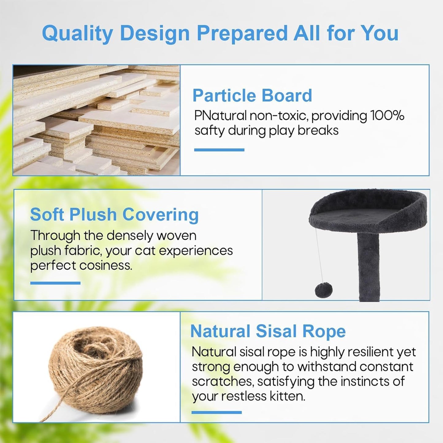 FDW Cat Tree Tower 81in Multi-Level Durable Cat Scratching Post & Cozy Fun Jumping Platform Space Saving Condo Pet Play House for Indoor Cats,Dark Gray