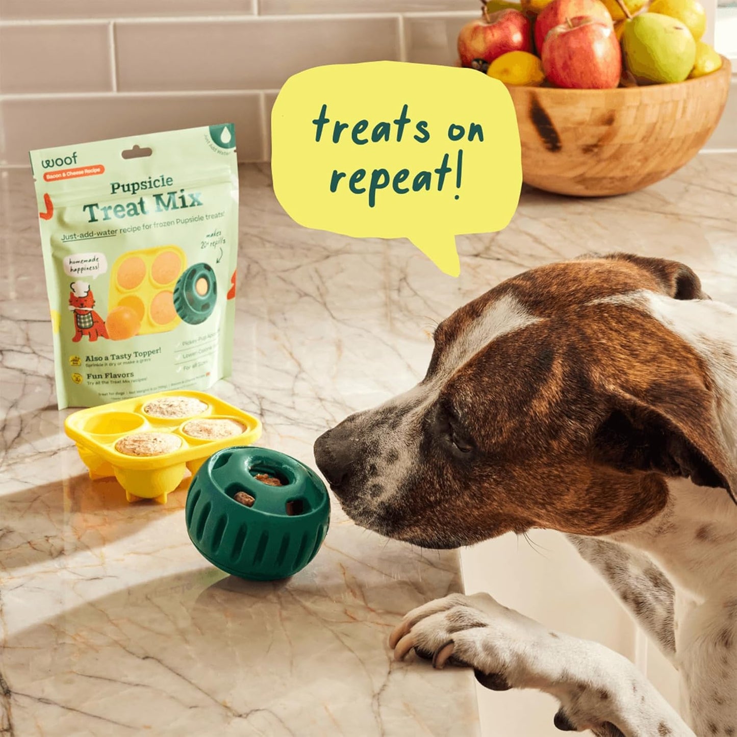 WOOF Dog Pupsicle Mix - Easy-to-Make DIY Pupsicle Refills - Tasty, Healthy Pupsicle Mix - Wholesome Ingredients - Long-Lasting Treats for Dogs - Bacon and Cheese Mix