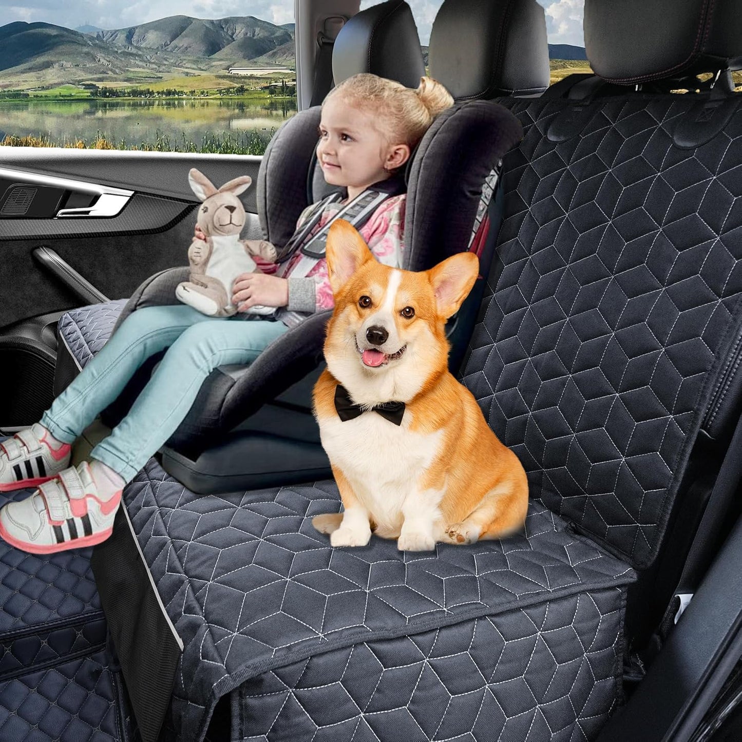 Dog Car Seat Covers for Back Seat,Waterproof Pet Bench Seat Covers for Trucks Ford f150/Ram1500/Nissan Frontier/Toyota Tacoma/GMC Canyon/Silverado Scratch Nonslip Truck Seat Cover for Dogs