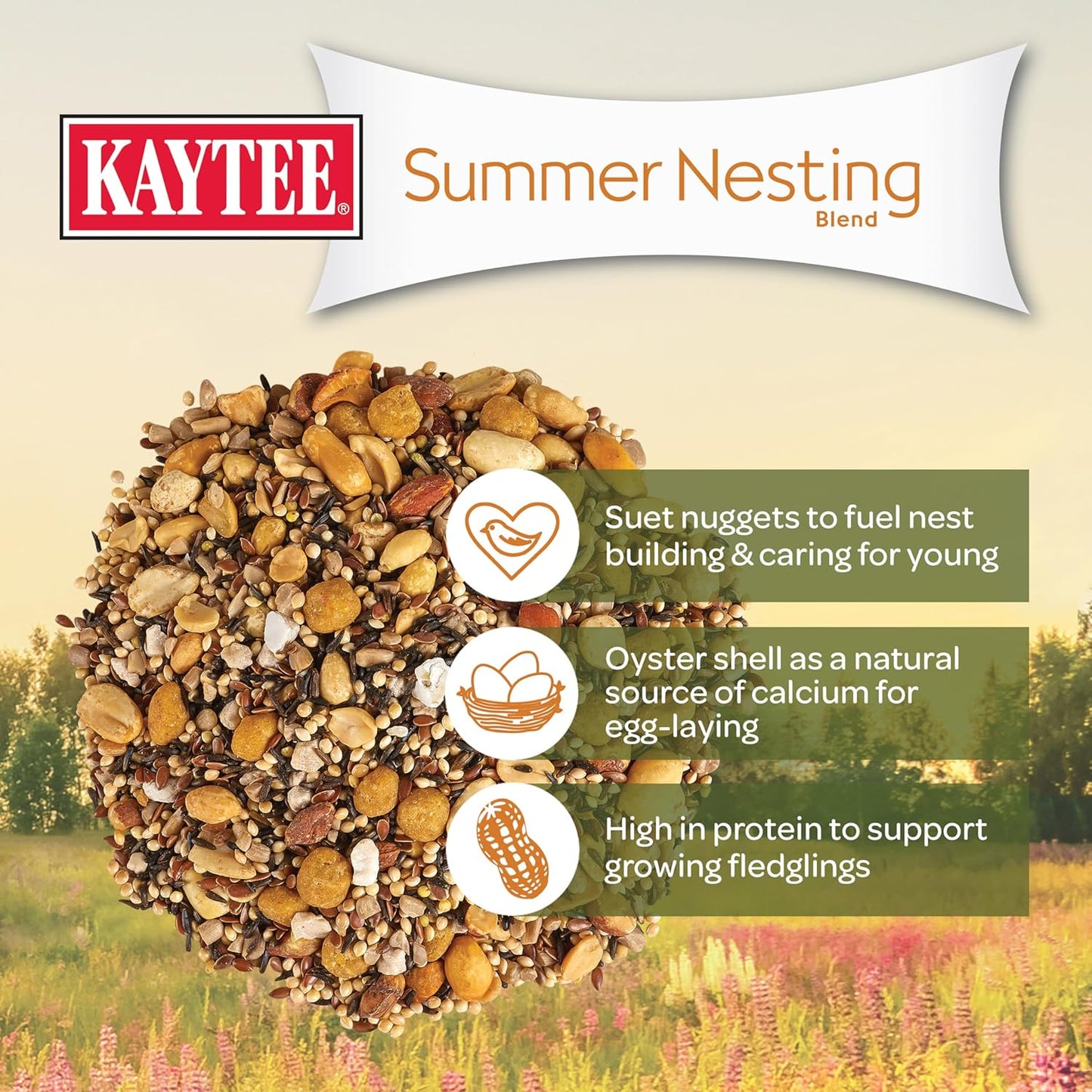 Kaytee Wild Bird Food, Summer Nesting Seed Blend, 8 lb