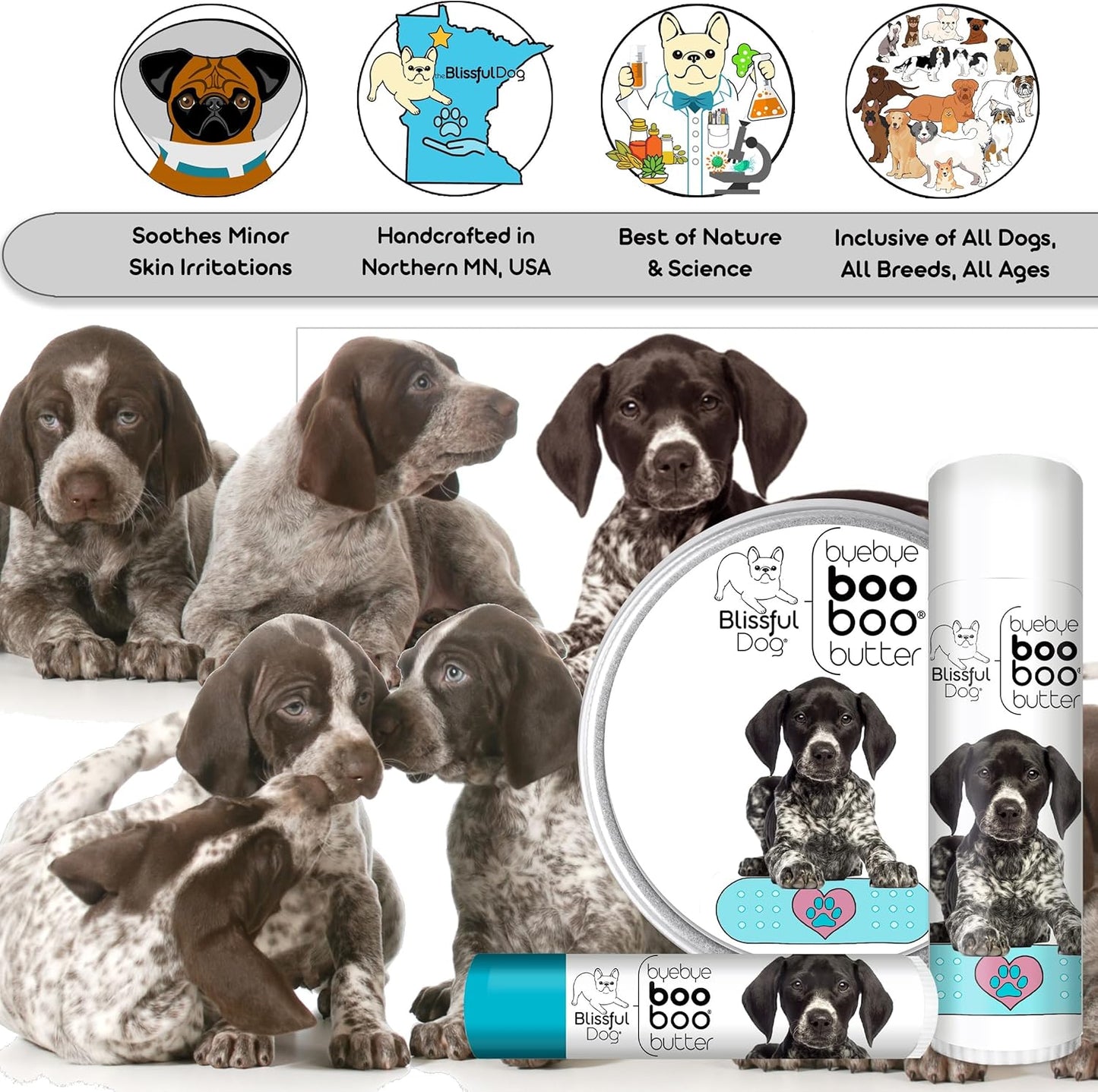 The Blissful Dog 2 oz TIN German Shorthaired Pointer Booboo Butter