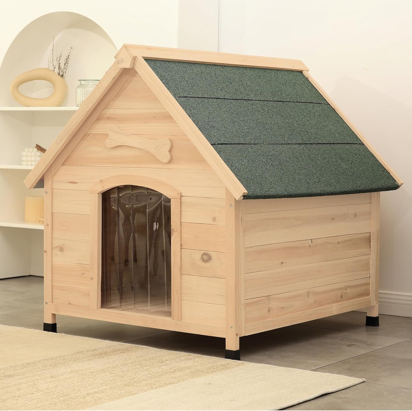 Solid Wood Dog House Comfortable Outdoor Shelter for Medium-Sized and Smaller Dog Sturdy, Durable and Easy to Clean,Can DIY,33.5’’D×30.7’’W×32.3’’H