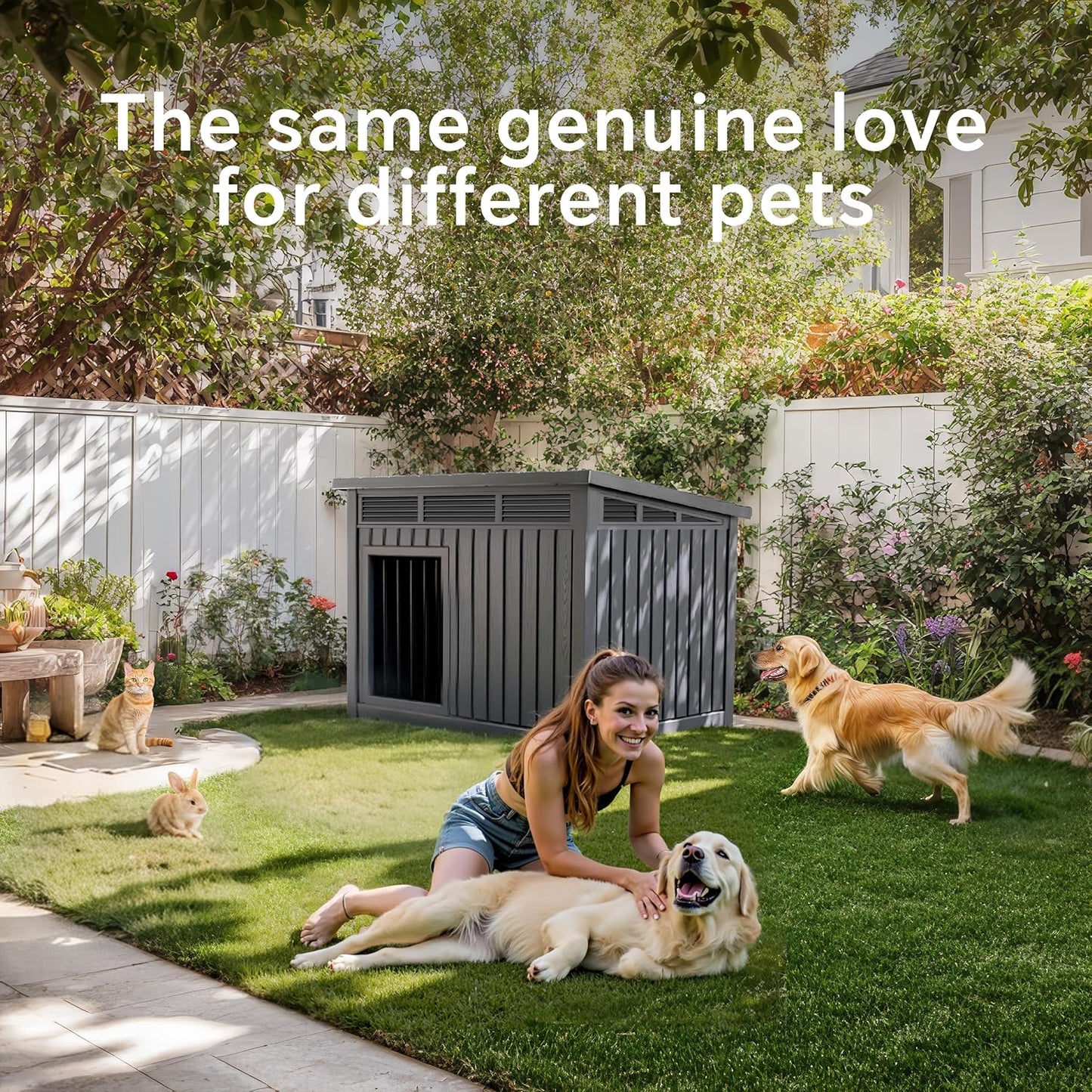 DRATO Dog House for Both Indoor and Outdoor with Weatherproof Roof Removable Floors for Medium to Large Dogs Interior Space (Gray, Medium(32.2 * 25.12 * 24.13''))