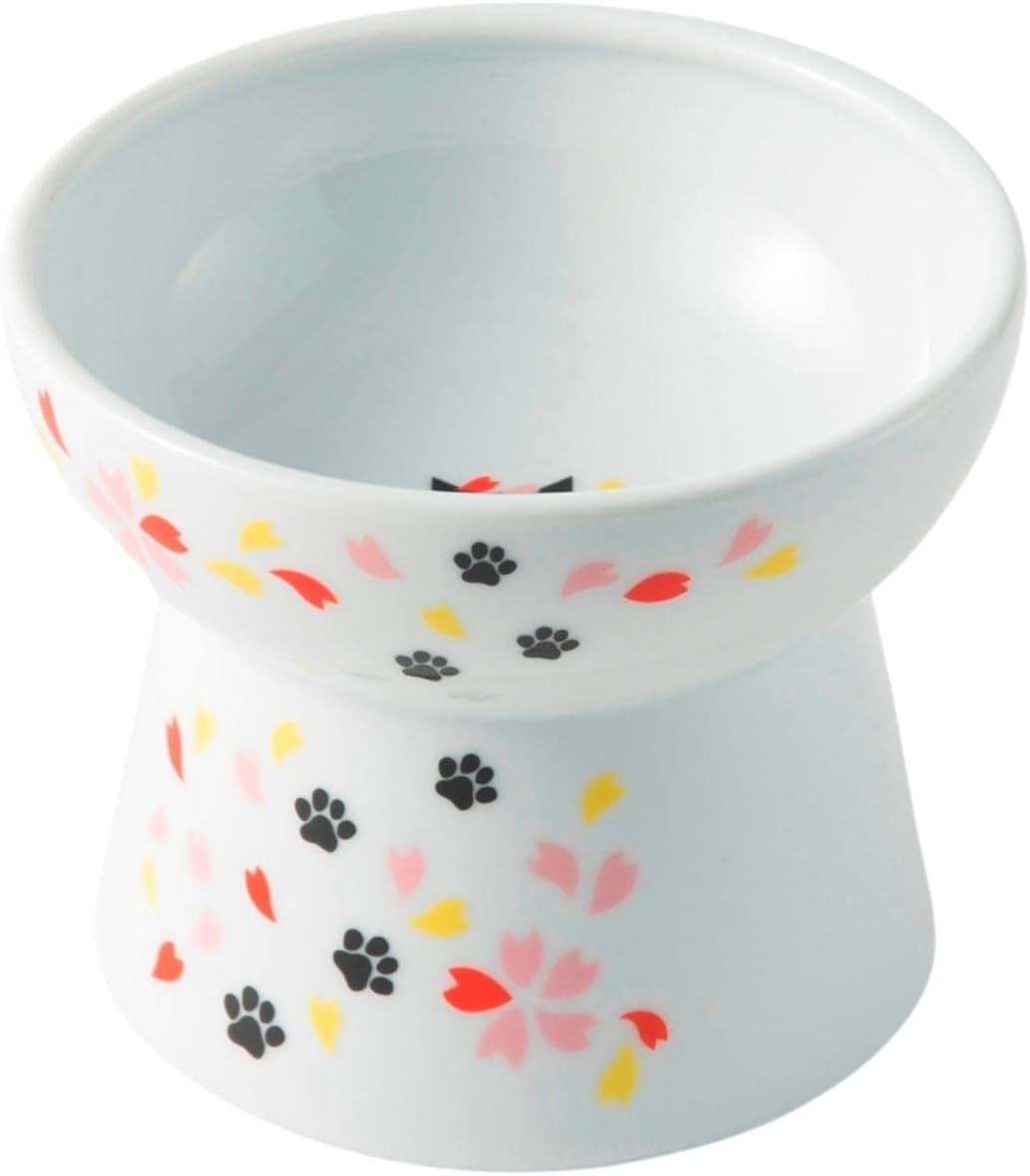 Necoichi Raised Stress Free Cat Food Bowl, Elevated, Backflow Prevention, Dishwasher and Microwave Safe, No.1 Seller in Japan! (Sakura Limited Edition, Large)