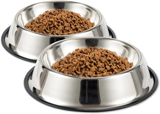 Stainless Steel Dog Bowls, 3.5 Cup/28oz Cat Bowl Water and Food with Rubber Base, Pet Bowls for Large Dogs, 2Pack