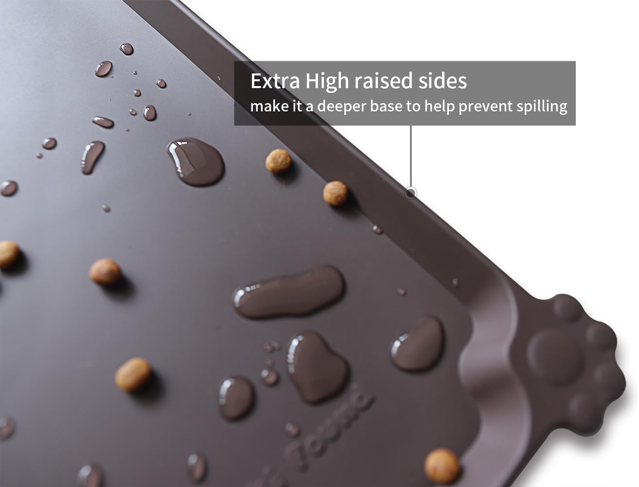 Hoki Found X-Large Silicone Non-Slip Pet Feeding Mats - Waterproof, Ideal for Dogs, Cats & Carpets - Dark Oak