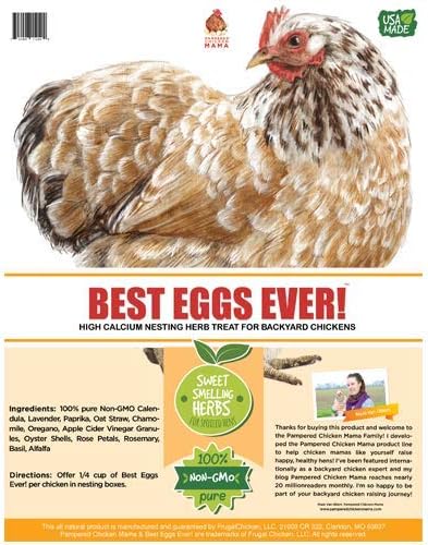 Pampered Chicken Mama Best Eggs Ever! Nesting Herbs for Chickens (4 Pounds) Calcium Supplement for Chickens | Chicken Feed Supplies, Hen Treats for Coops