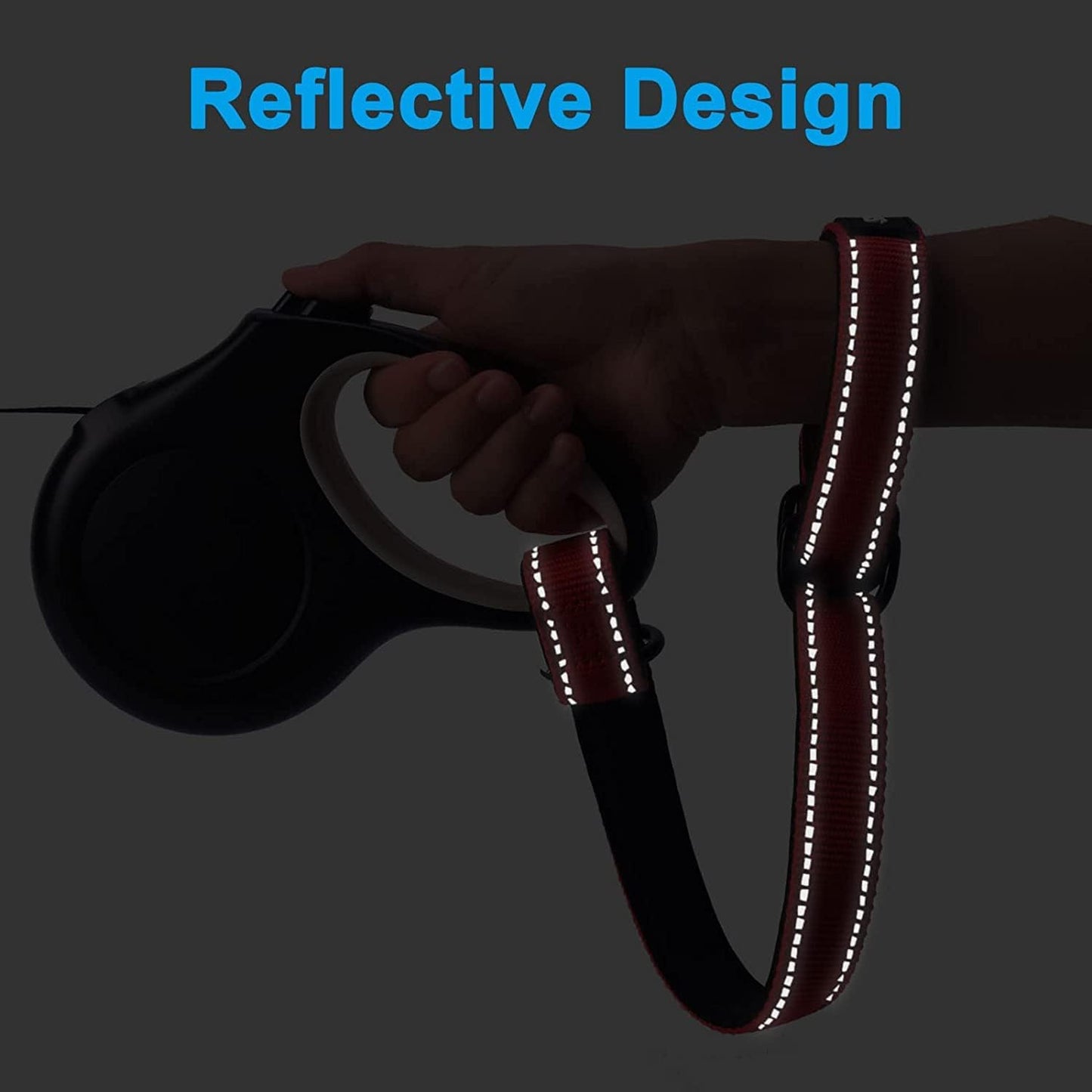 PetBonus 2 Packs Short Dog Leash, Safety Wrist Strap for Retractable Dog Leash, Reflective Design and Adjustable Soft Padded Handle, Extra Layer Security for Pet Stroller (Red, Red)