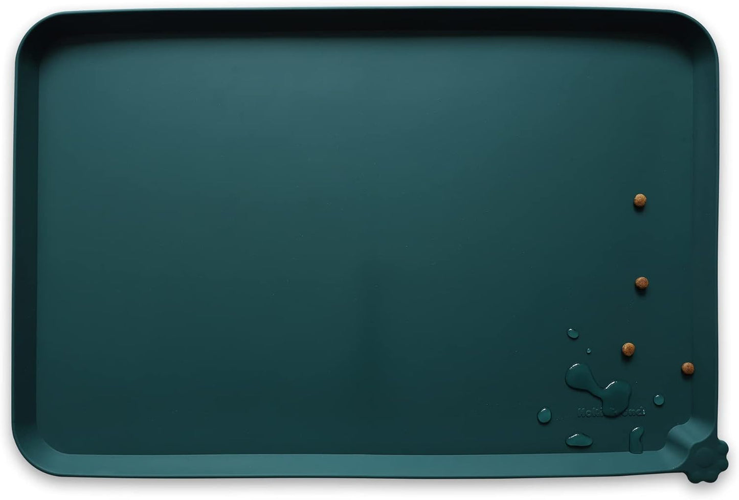 Hoki Found X-Large Silicone Non Slip Pet Food Mats - Tray for Dogs, Cats - Waterproof Feeding Mat - Dark Cedar