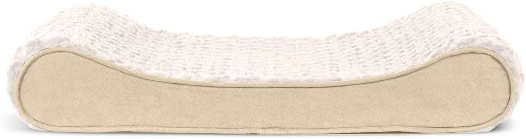 Furhaven Orthopedic Dog Bed for Medium/Small Dogs w/ Removable Washable Cover, For Dogs Up to 23 lbs - Ultra Plush Faux Fur & Suede Luxe Lounger Contour Mattress - Cream, Medium
