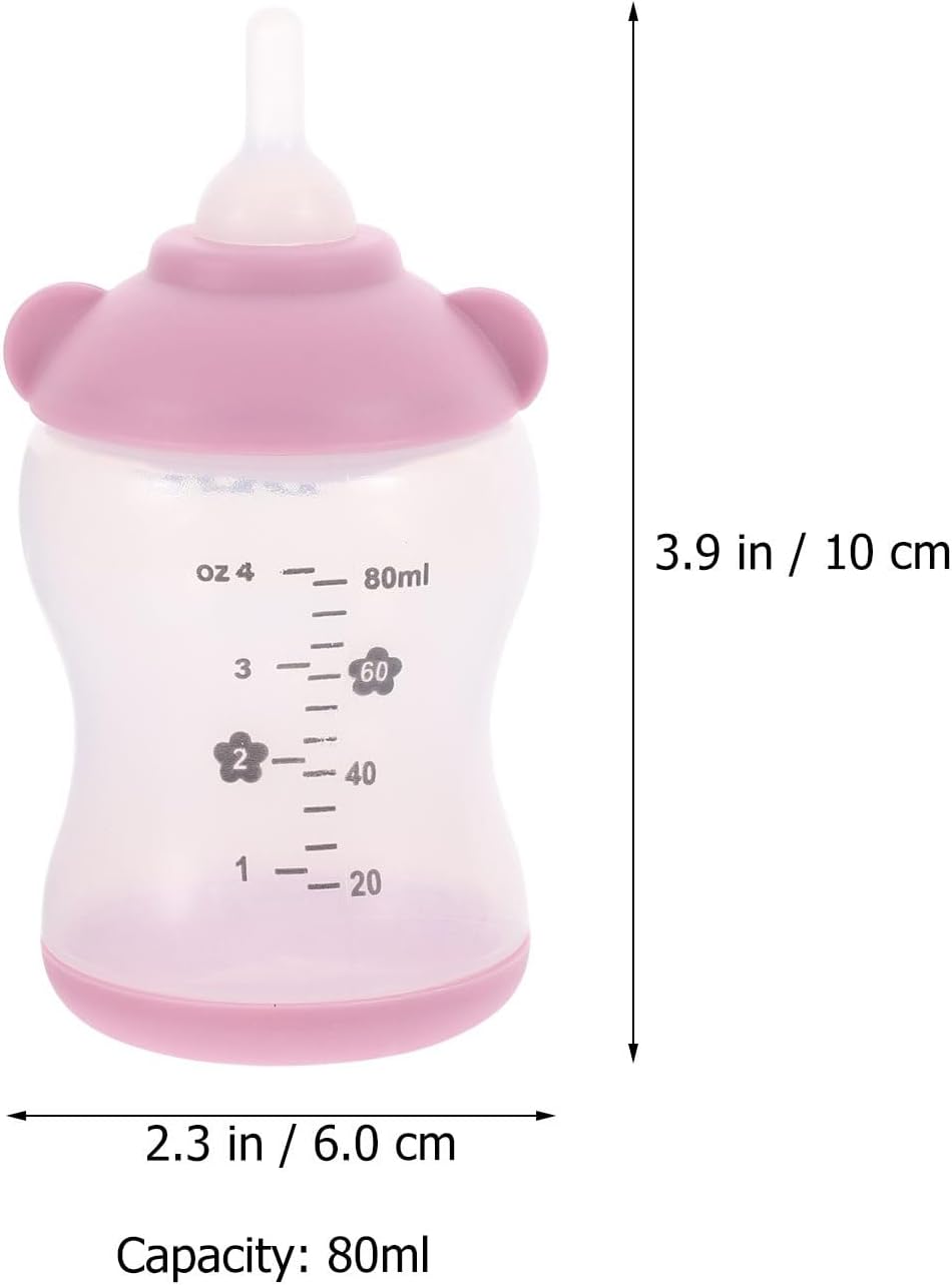 Small Pet Nursing Bottle Kit, 80ml Pink Kitten and Puppy Feeding Bottle with Accurate Scale, Reusable PP and Silicone Nursing Bottle for Newborn Kittens Puppies Rabbits Small Animals