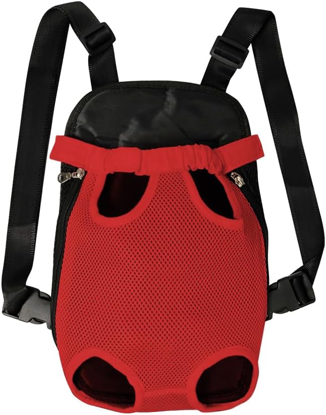 FEimaX Dog Carrier Backpack Pet Legs Out Front Cat Travel Bag, Adjustable Puppy Backpacks Carriers Hands-Free for Small Medium Dogs Cats Hiking Traveling Camping Daily Walking (X-Large, Red)